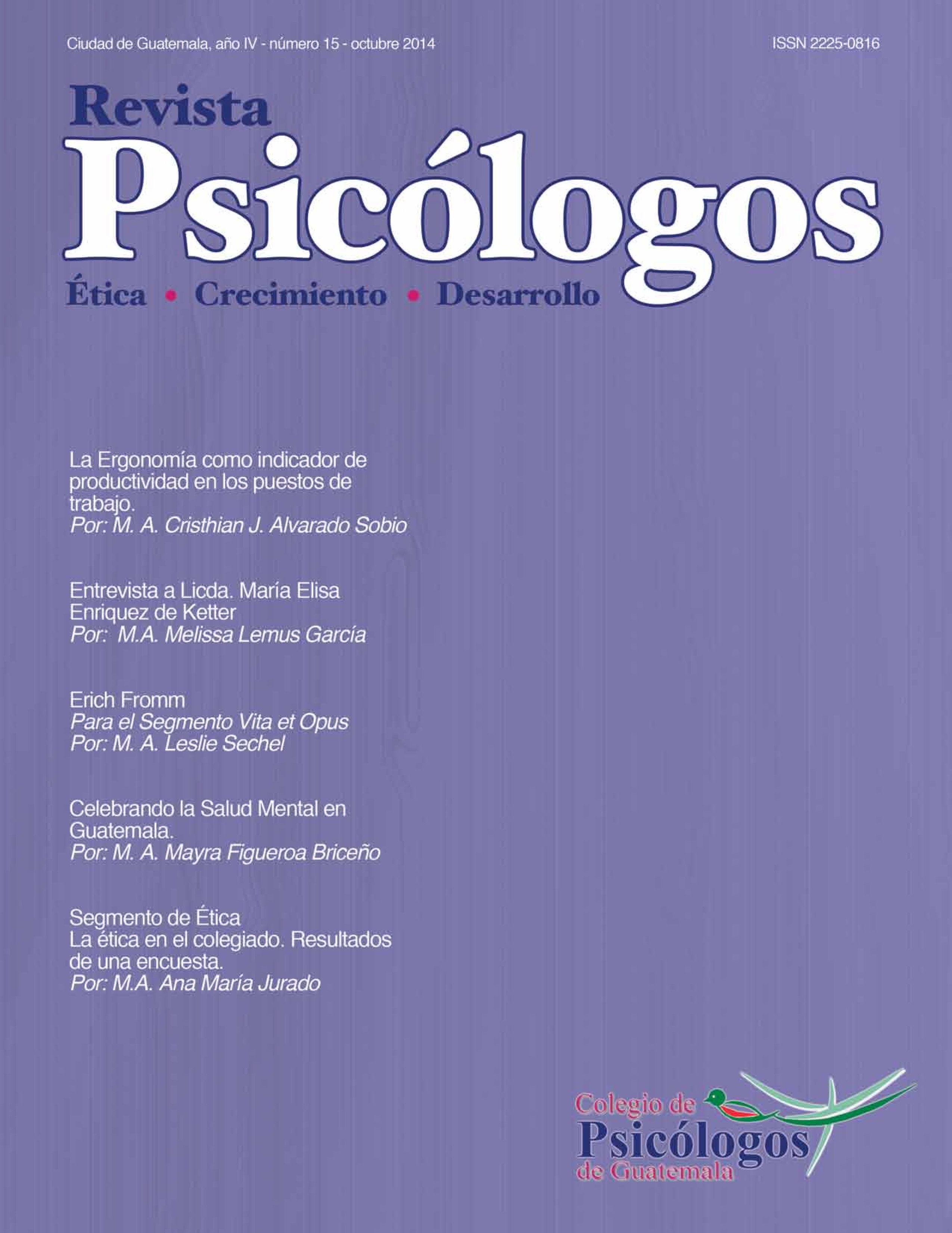 					Ver Vol. 4 Núm. 15 (2014): Revista Psicólogos No. 15
				