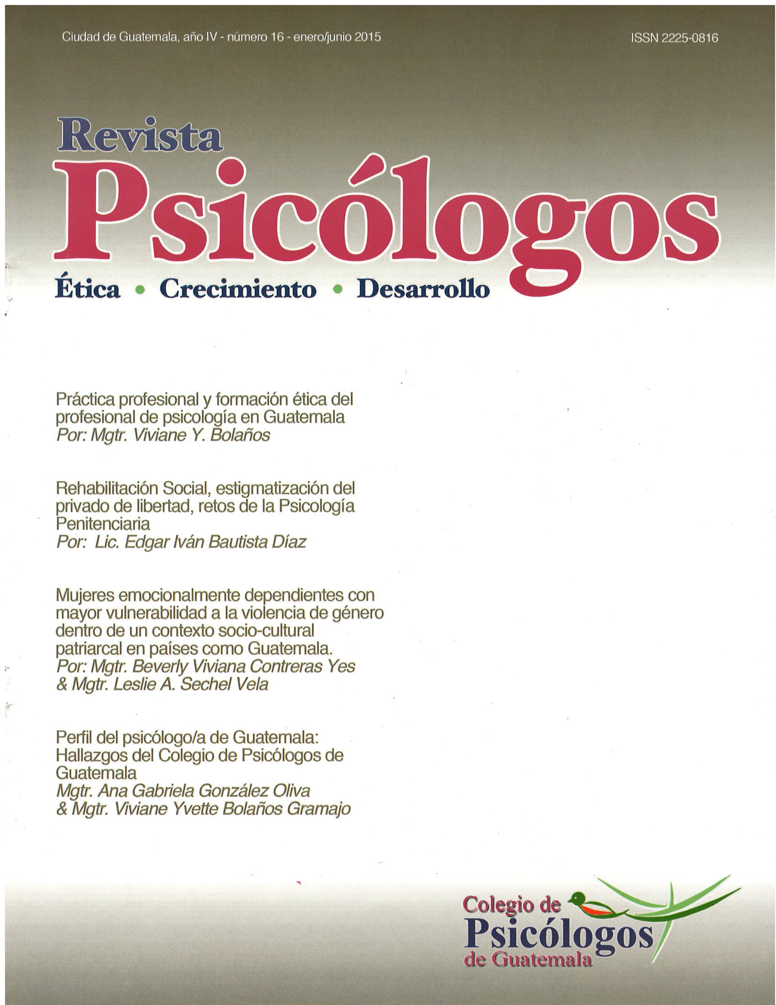 					Ver Vol. 6 Núm. 16 (2015): Revista Psicólogos No. 16
				