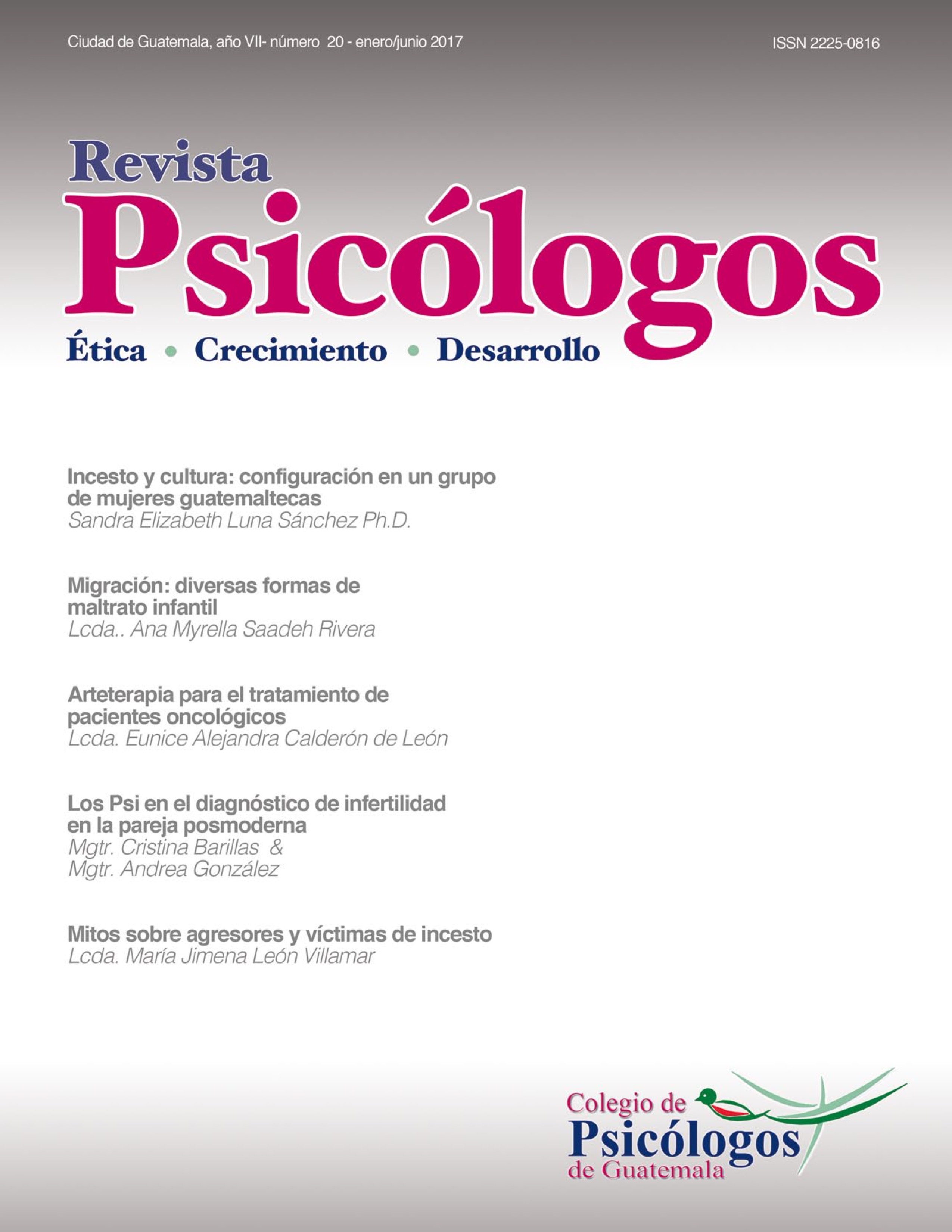 					Ver Vol. 7 Núm. 20 (2017): Revista Psicólogos No. 20
				