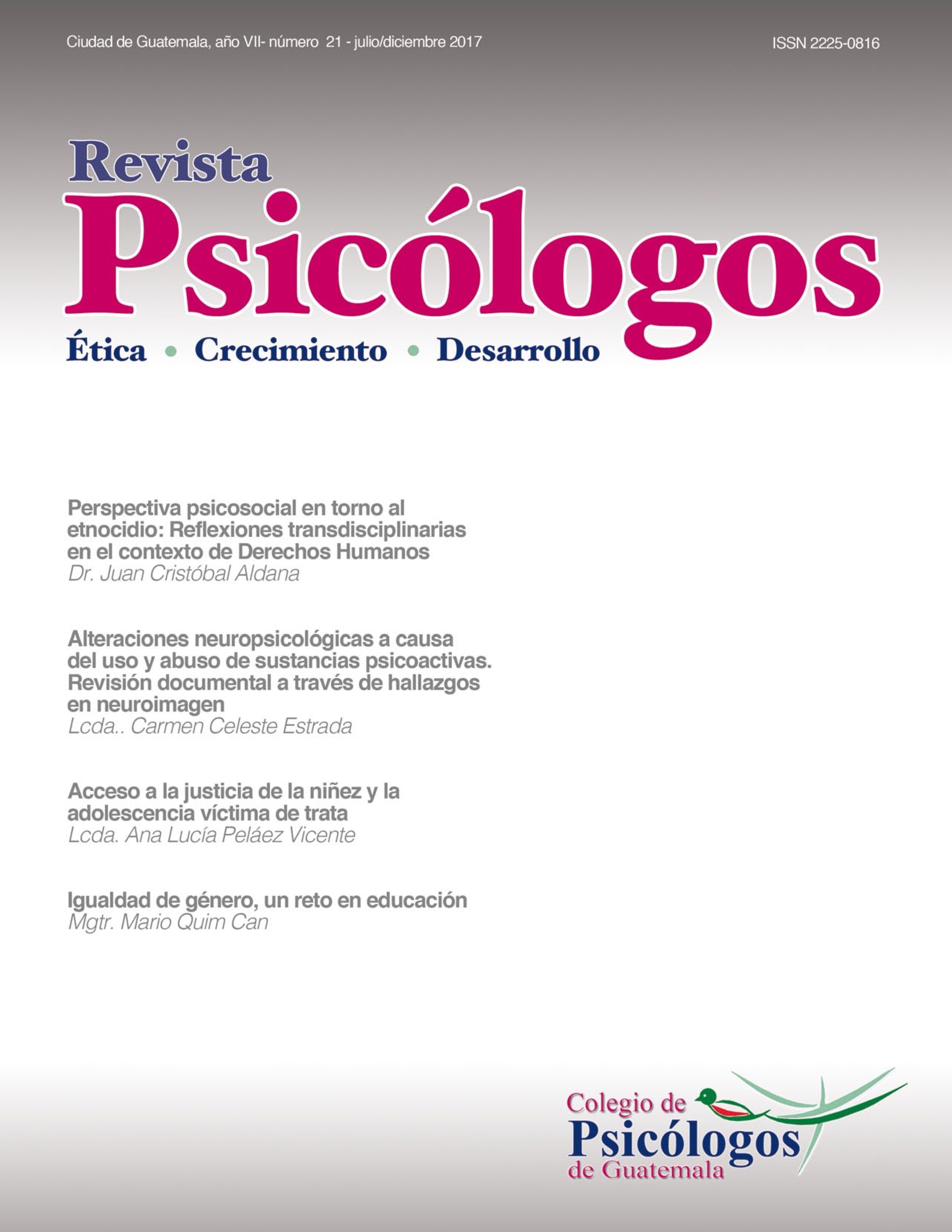 					Ver Vol. 7 Núm. 21 (2017): Revista Psicólogos No. 21
				