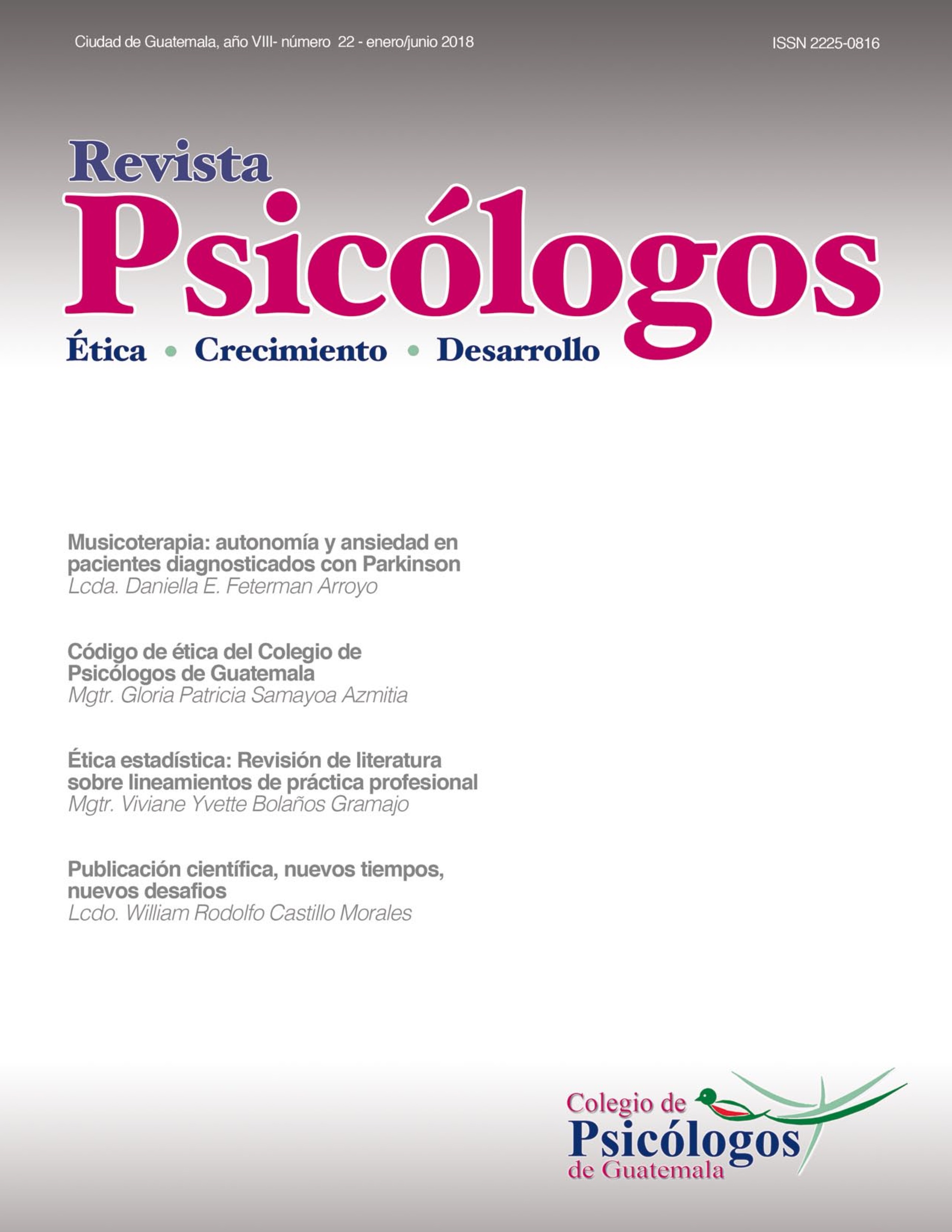 					Ver Vol. 8 Núm. 22 (2018): Revista Psicólogos No. 22
				