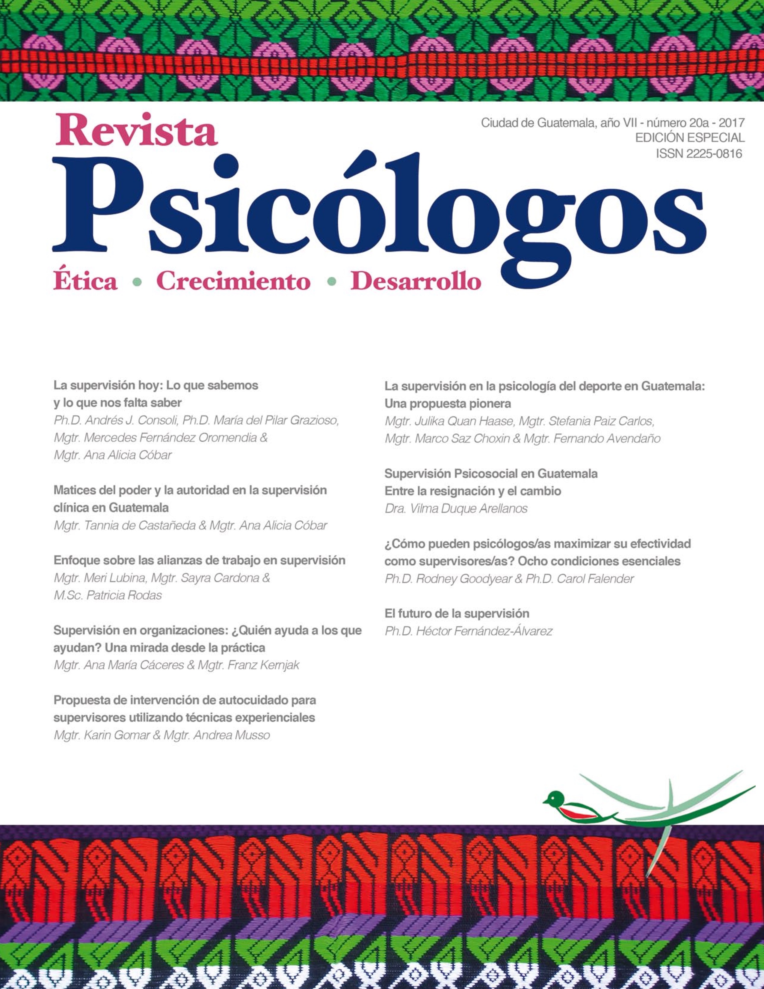 					Ver Vol. 7 Núm. 20a (2017): Revista Psicólogos No. 20a
				